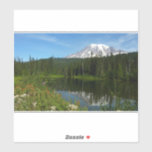 Mount Rainier Lake Reflection with Wildflowers Sticker