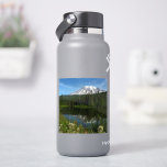 Mount Rainier Lake Reflection with Wildflowers Sticker