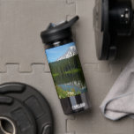 Mount Rainier Lake Reflection with Wildflowers Water Bottle