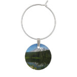 Mount Rainier Lake Reflection with Wildflowers Wine Charm
