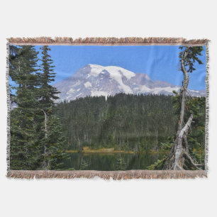 Mount Rainier Lake View Landscape Throw Blanket