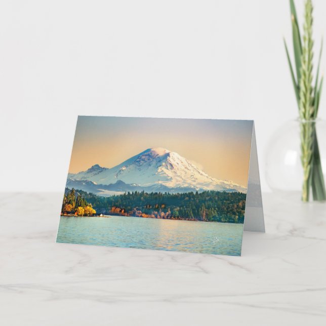 Mount Rainier Lake Washington All Occasion Blank Holiday Card (Front)