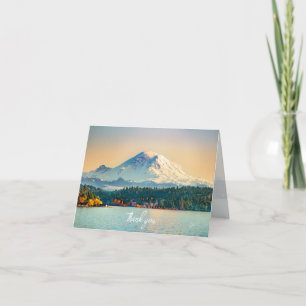 Mount Rainier Lake Washington All Occasion Blank Letterpress Thank You Card