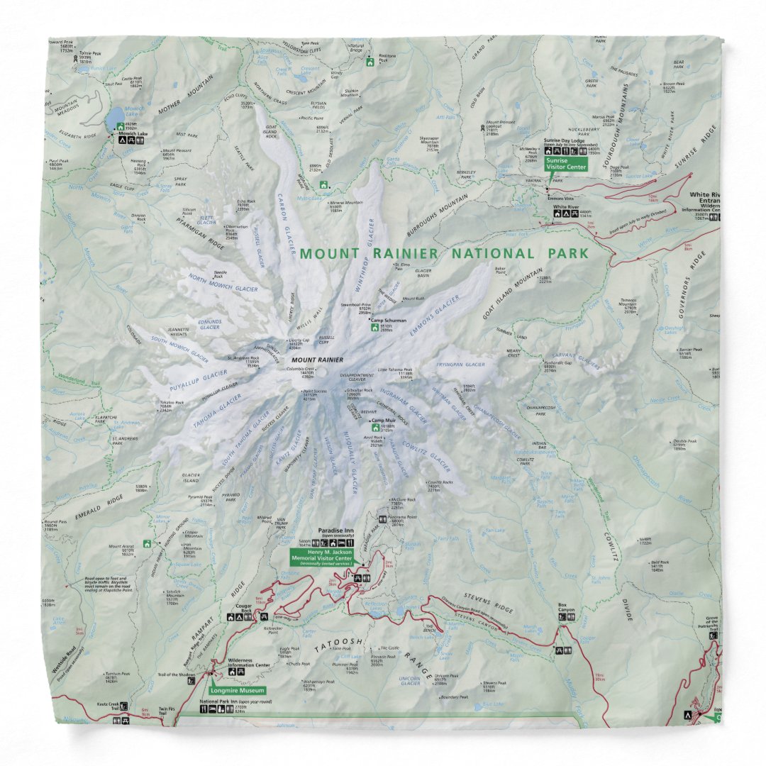 Mount Rainier map bandana | Zazzle