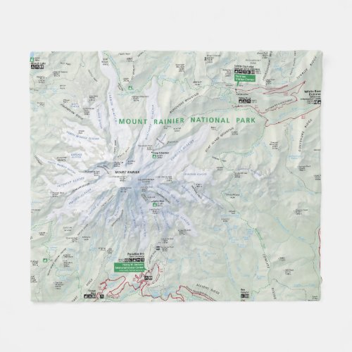 Mount Rainier map fleece blanket