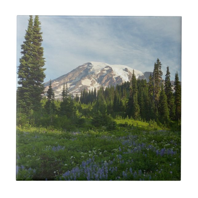 Mount Rainier Morning Light Ceramic Tile (Front)