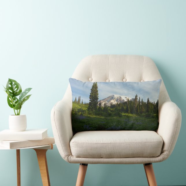 Mount Rainier Morning Light Lumbar Pillow (Chair)