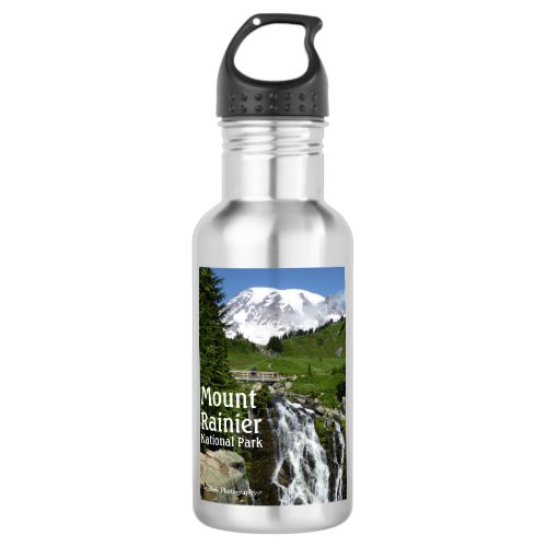 Mount Rainier NP with text Water Bottle