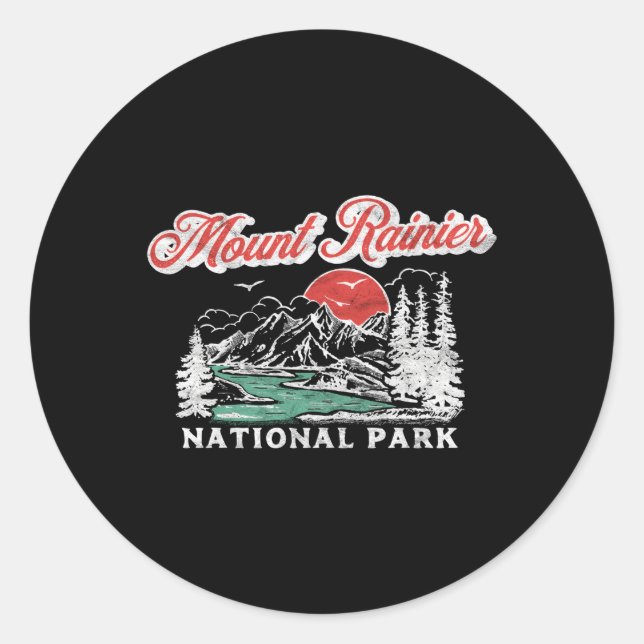 Mount Rainier National Park 80'S Mountains Classic Round Sticker (Front)