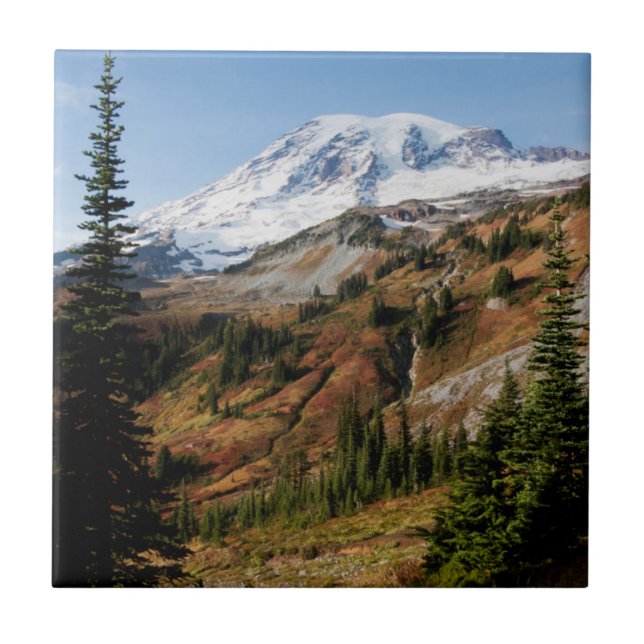 Mount Rainier National Park, autumn Ceramic Tile (Front)