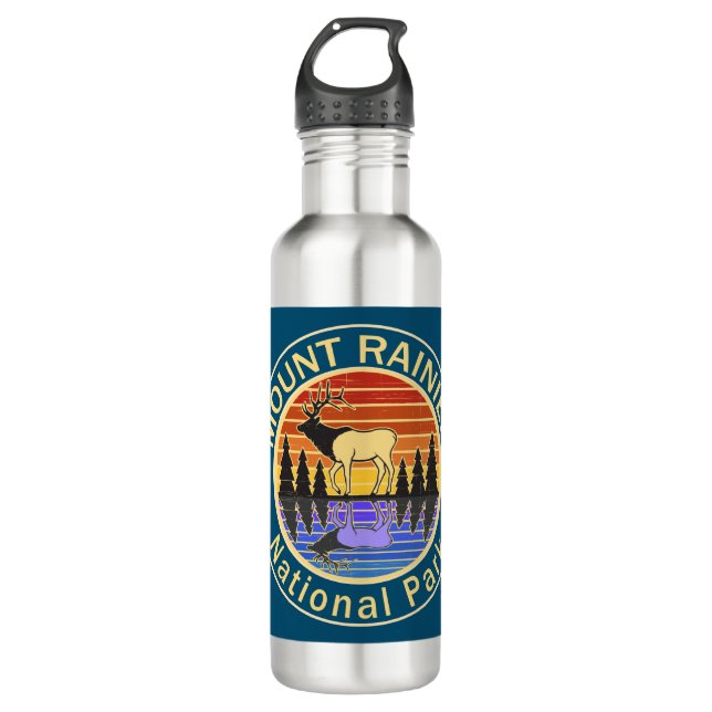 Mount Rainier National Park Elk Stainless Steel Water Bottle (Front)