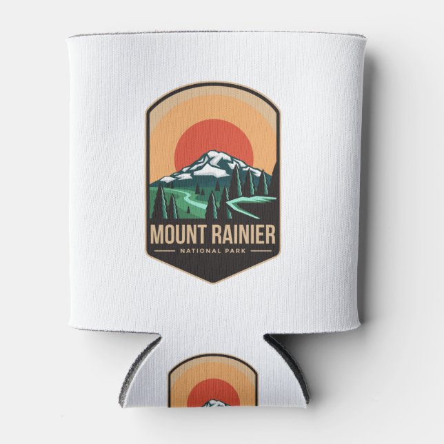 Mount rainier national park emblem patch logo can cooler (Front)