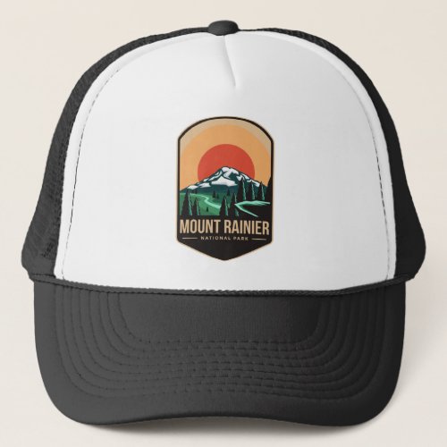 Mount rainier national park emblem patch logo trucker hat