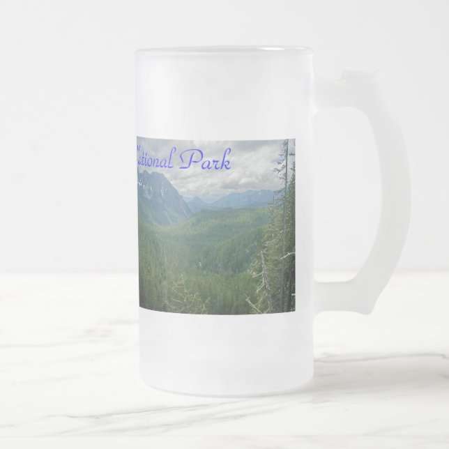 Mount Rainier National Park Frosted Glass Beer Mug (Right)