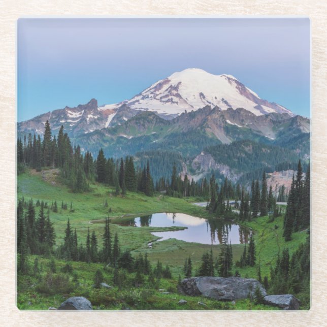 Mount Rainier National Park Glass Coaster (Front)