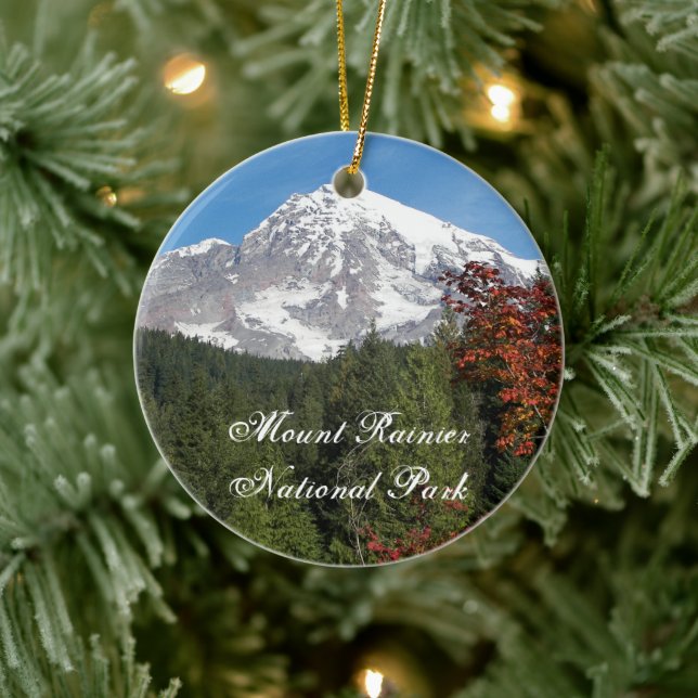 Mount Rainier National Park Holiday Ceramic Ornament (Tree)