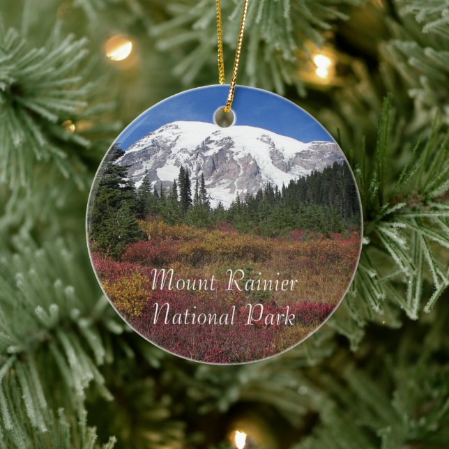 Mount Rainier National Park Holiday Ceramic Ornament (Tree)