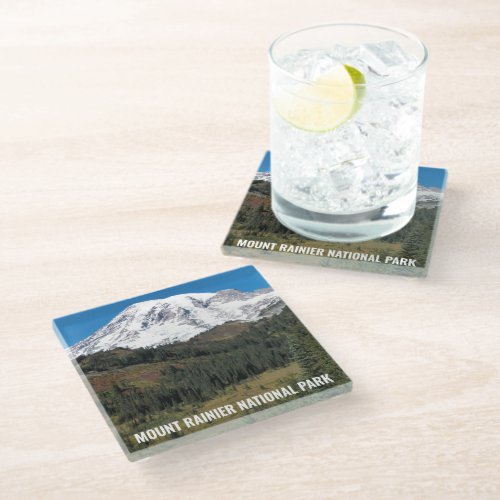 Mount Rainier National Park Landscape Glass Coaster