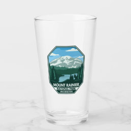 Mount Rainier National Park Minimal Retro Emblem Glass