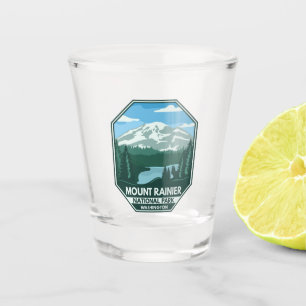 Mount Rainier National Park Minimal Retro Emblem Shot Glass
