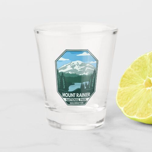 Mount Rainier National Park Minimal Retro Emblem Shot Glass