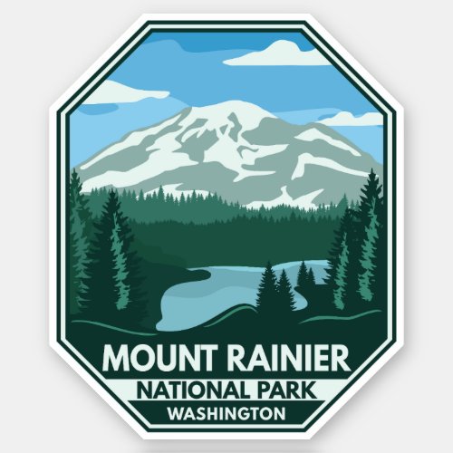 Mount Rainier National Park Minimal Retro Emblem Sticker