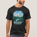 Mount Rainier National Park Minimal Retro Emblem T-Shirt<br><div class="desc">Mount Rainier vector artwork design. The park is surrounded by valleys,  waterfalls,  and subalpine meadows.</div>