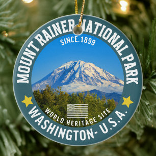 Mount Rainier National Park - Mountain Adventure Ceramic Ornament