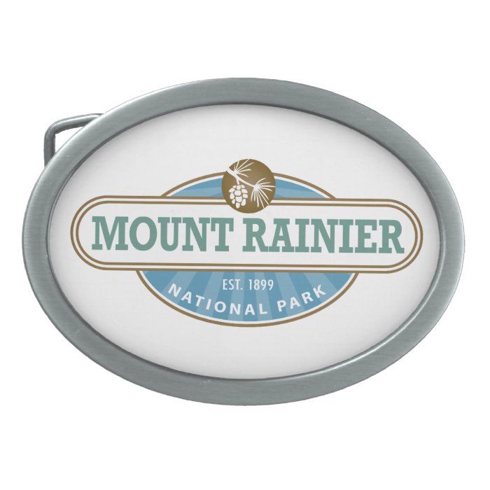 Mount Rainier National Park Oval Belt Buckle