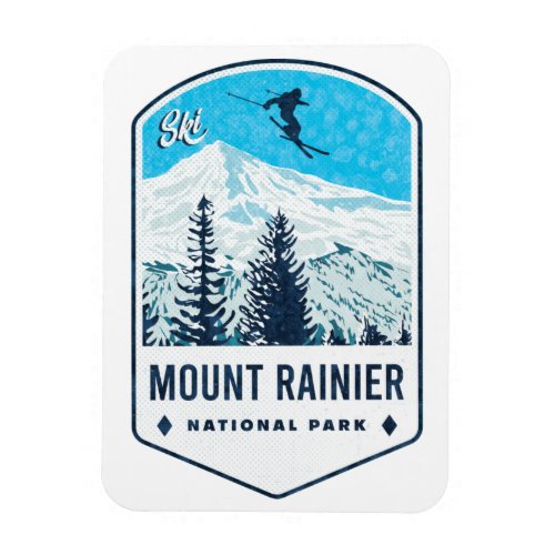Mount Rainier National Park Ski Badge Magnet