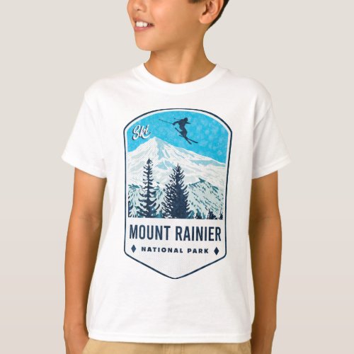 Mount Rainier National Park Ski Badge T_Shirt