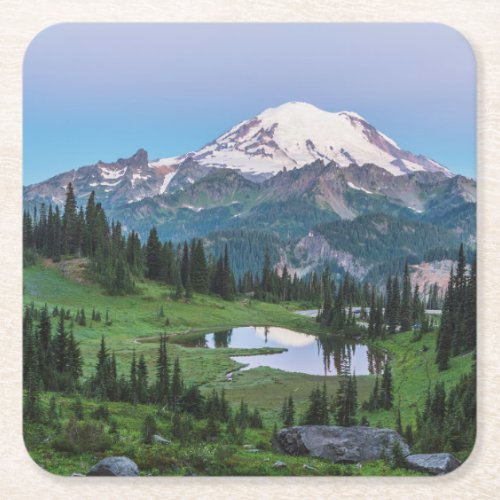 Mount Rainier National Park Square Paper Coaster