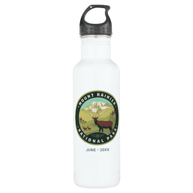 Mount Rainier National Park Stainless Steel Water Bottle (Front)