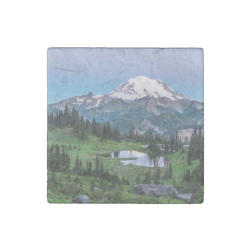 Mount Rainier National Park Stone Magnet
