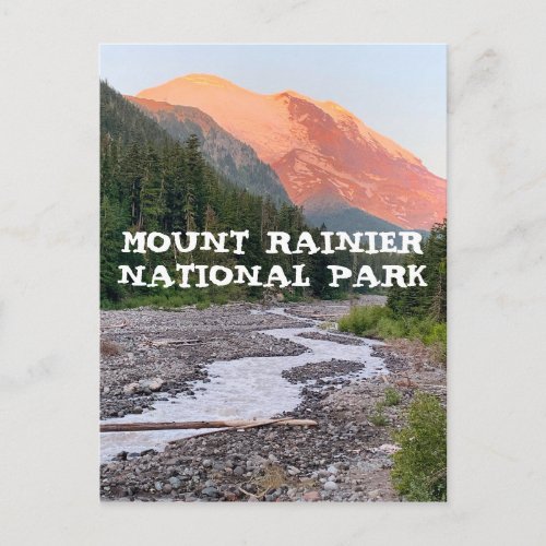 Mount Rainier National Park Sunrise Pink Postcard