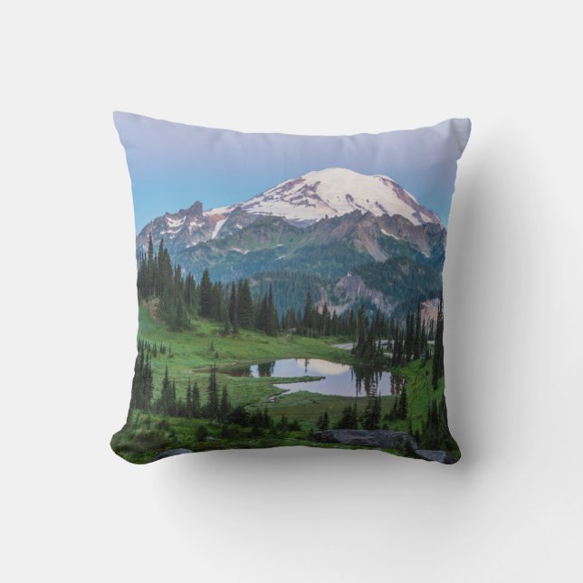 Mount Rainier National Park Throw Pillow (Front)