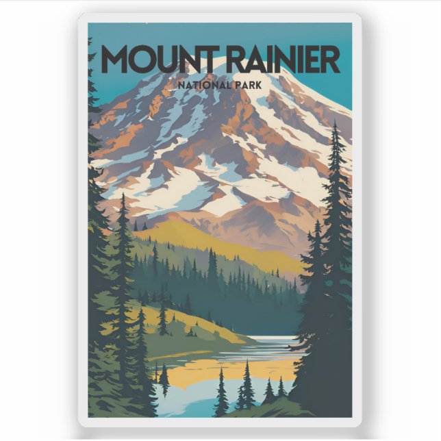 Mount Rainier National Park Traditional Travel Sticker (Front)