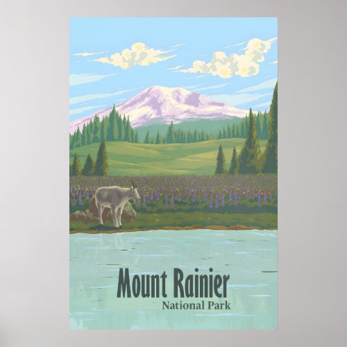 Mount Rainier National Park Travel Poster