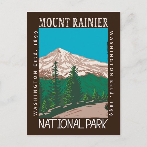 Mount Rainier National Park Vintage Distressed Postcard