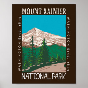 Mount Rainier National Park Vintage Distressed  Poster