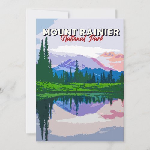 Mount Rainier National Park Vintage Holiday Card