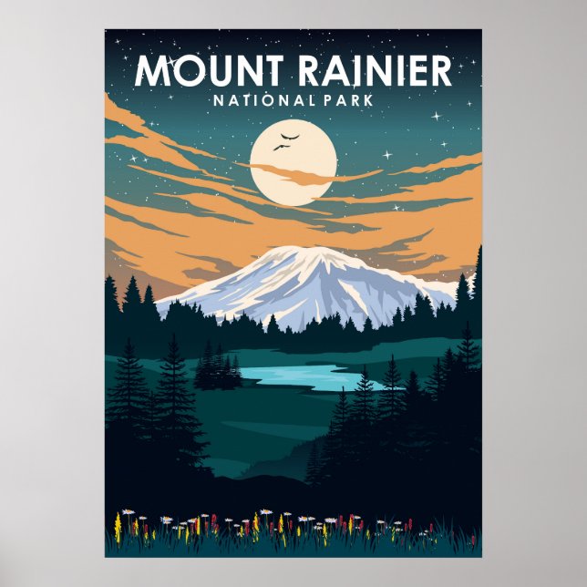 Mount Rainier National Park Vintage Travel Poster (Front)