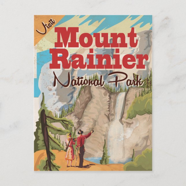 Mount Rainier national park Vintage Travel Poster Postcard (Front)