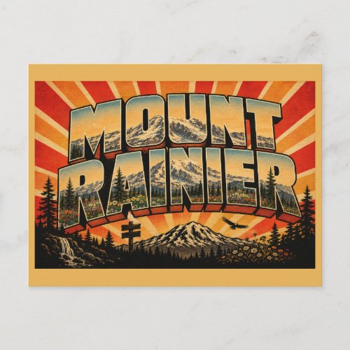 Mount Rainier National Park Volcano Meadow Art Postcard