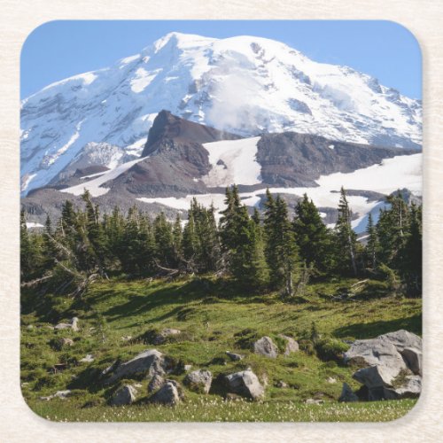 Mount Rainier National Park WA Spray Park Square Paper Coaster