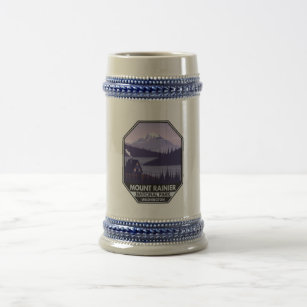 Mount Rainier National Park Washington Cabin Retro Beer Stein