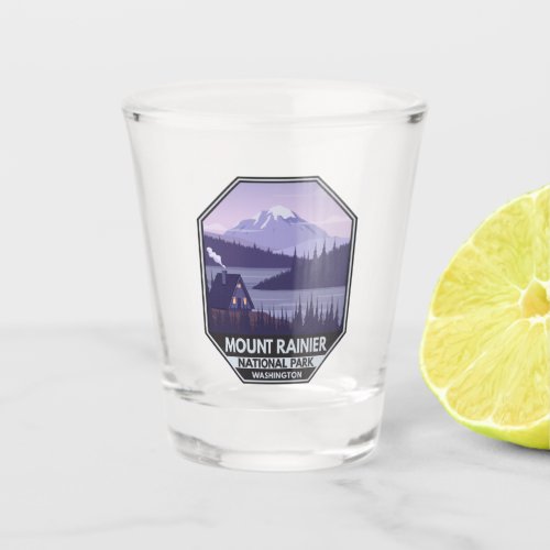 Mount Rainier National Park Washington Cabin Retro Shot Glass