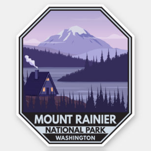 Mount Rainier National Park Washington Cabin Retro Sticker