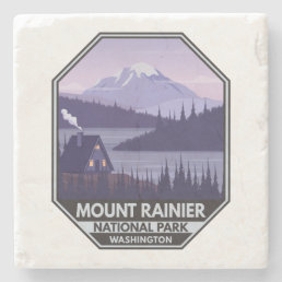 Mount Rainier National Park Washington Cabin Retro Stone Coaster