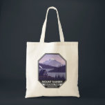 Mount Rainier National Park Washington Cabin Retro Tote Bag<br><div class="desc">Mount Rainier vector artwork design. The park is surrounded by valleys,  waterfalls,  and subalpine meadows.</div>